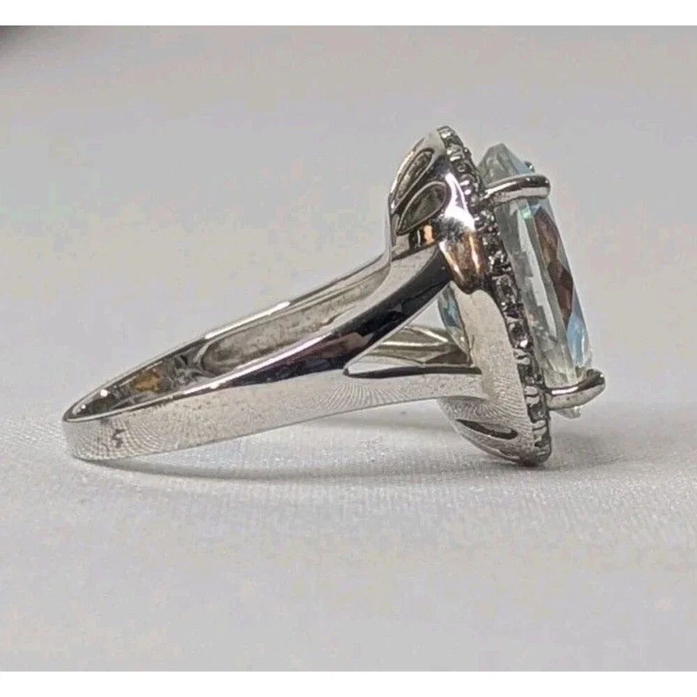 Sterling Silver Mystic Quartz & Zircon Cocktail Ring  Size 9.75
